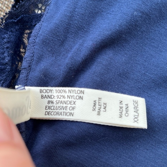 Soma Bralette Navy Blue Lace Sweet Size XXL - Picture 2 of 8